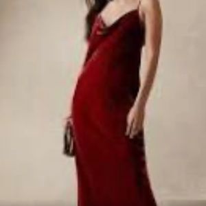 Banana Republic Rita Velvet Maxi dress Rust/ Cabin Red